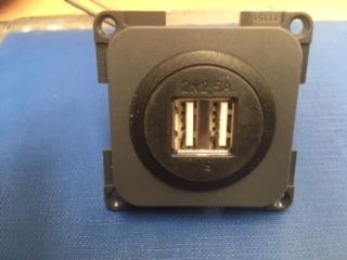 USB Outlet Double 2 x 2500MA 5V DC Slate Grey