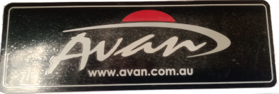 Avan Metal Black Badge Label Sticker 150mm x 50mm