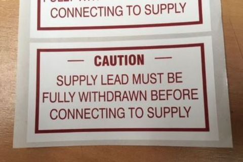 Caution: Supply Lead Sticker