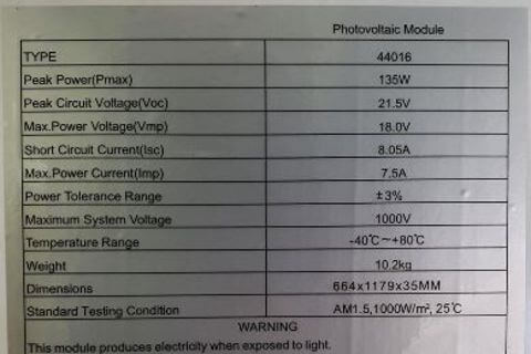 Solar Panel 135Watt