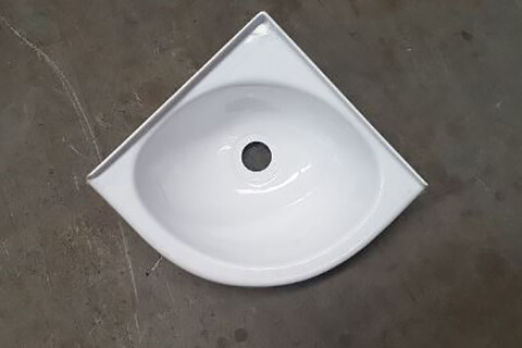 White Acrylic Corner Basin