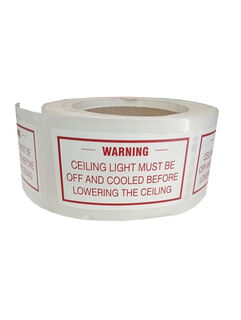 Warning Label Ceiling Light Each